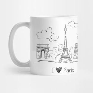 I Love Paris Doodle Mug